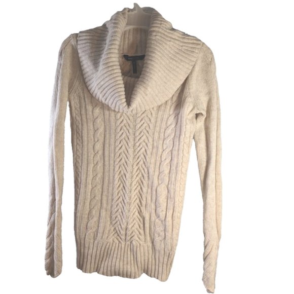 BCBG Maxazria Women's Cowl Neck Cable Knit Sweater Wool Blend L/S Cardig… - Picture 1 of 12